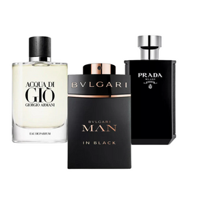 3 Bvlgari Perfumes In Black, Giorgio Armani Acqua Di Gio, L'Homme Prada Intense (Eau Parfum)