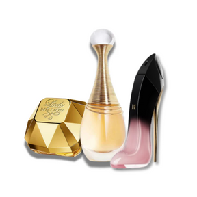 3 Perfumes Paco Rabanne LADY MILLION (Eau de Parfum), Dior J'ADORE (Eau de Parfum) and Carolina Herrera GOOD GIRL BLUSH (Eau de Parfum)