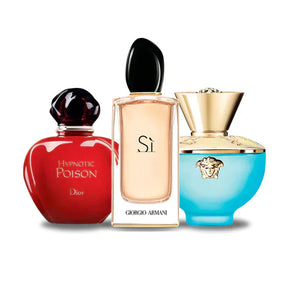 COMBO OF 3 PERFUMS: DIOR HYPNOTIC POISON, GIORGIO ARMANI SÌ, AND VERSACE DYLAN TURQUOISE 100ML